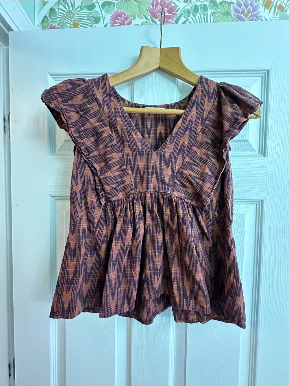 Ulla Johnson Pink & Navy Ikat Peplum Tunic